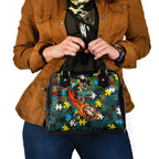 Titans Autism Awareness Shoulder Handbag Puzzle Flames Rugby Ball
