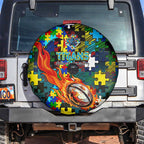Titans Autism Awareness Spare Tire Cover Puzzle Flames Rugby Ball