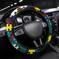 Titans Autism Awareness Steering Wheel Cover Puzzle Flames Rugby Ball