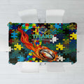 Titans Autism Awareness Tablecloth Puzzle Flames Rugby Ball
