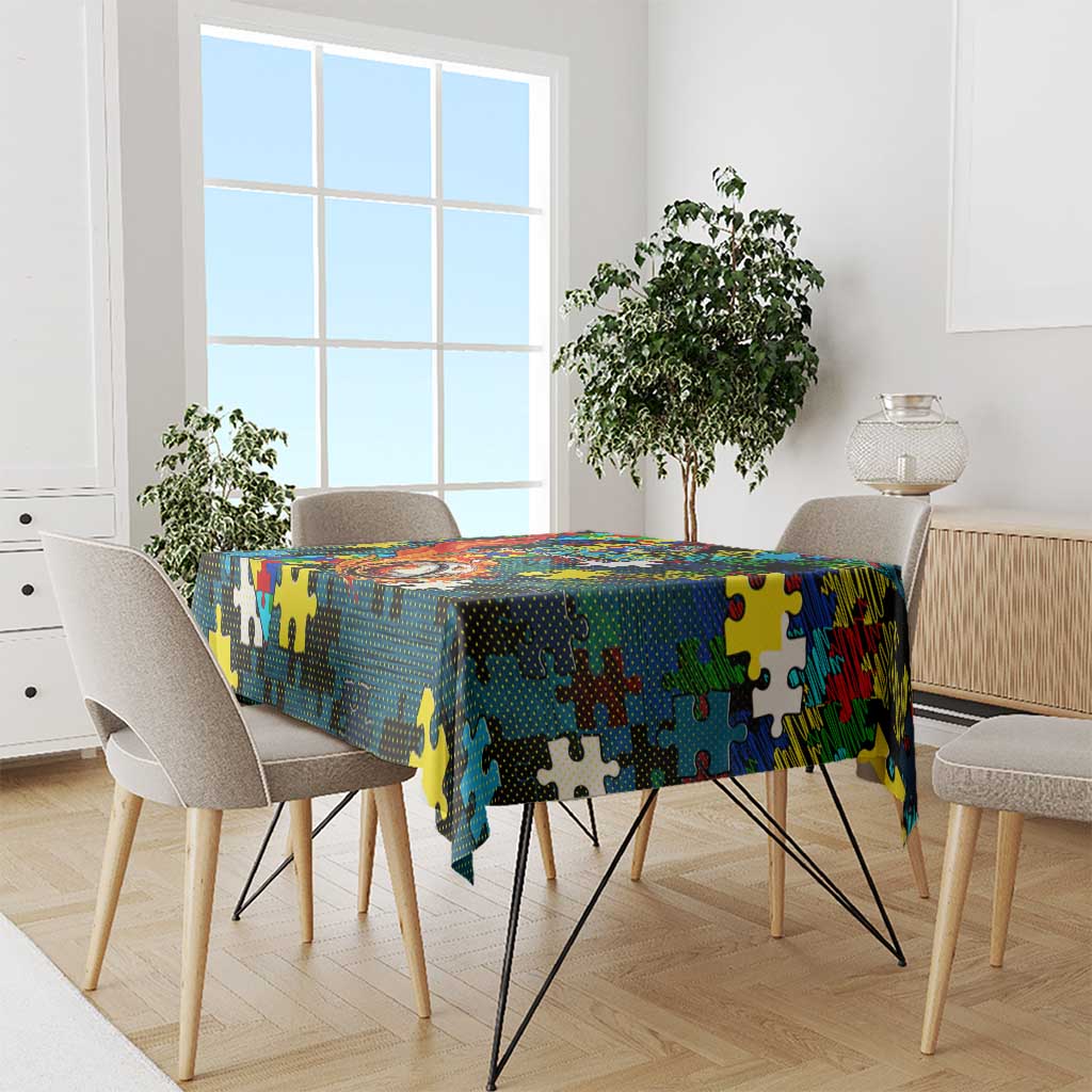 Titans Autism Awareness Tablecloth Puzzle Flames Rugby Ball