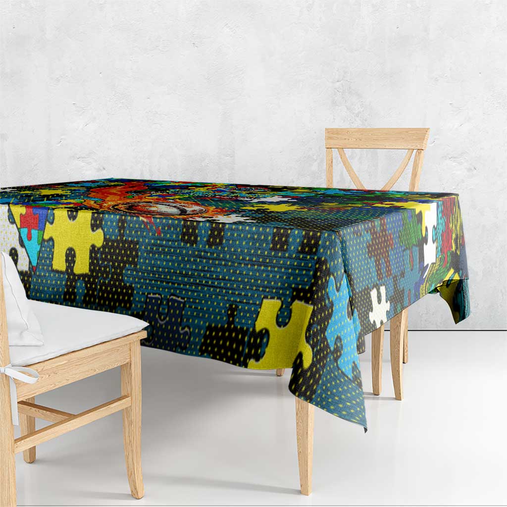 Titans Autism Awareness Tablecloth Puzzle Flames Rugby Ball
