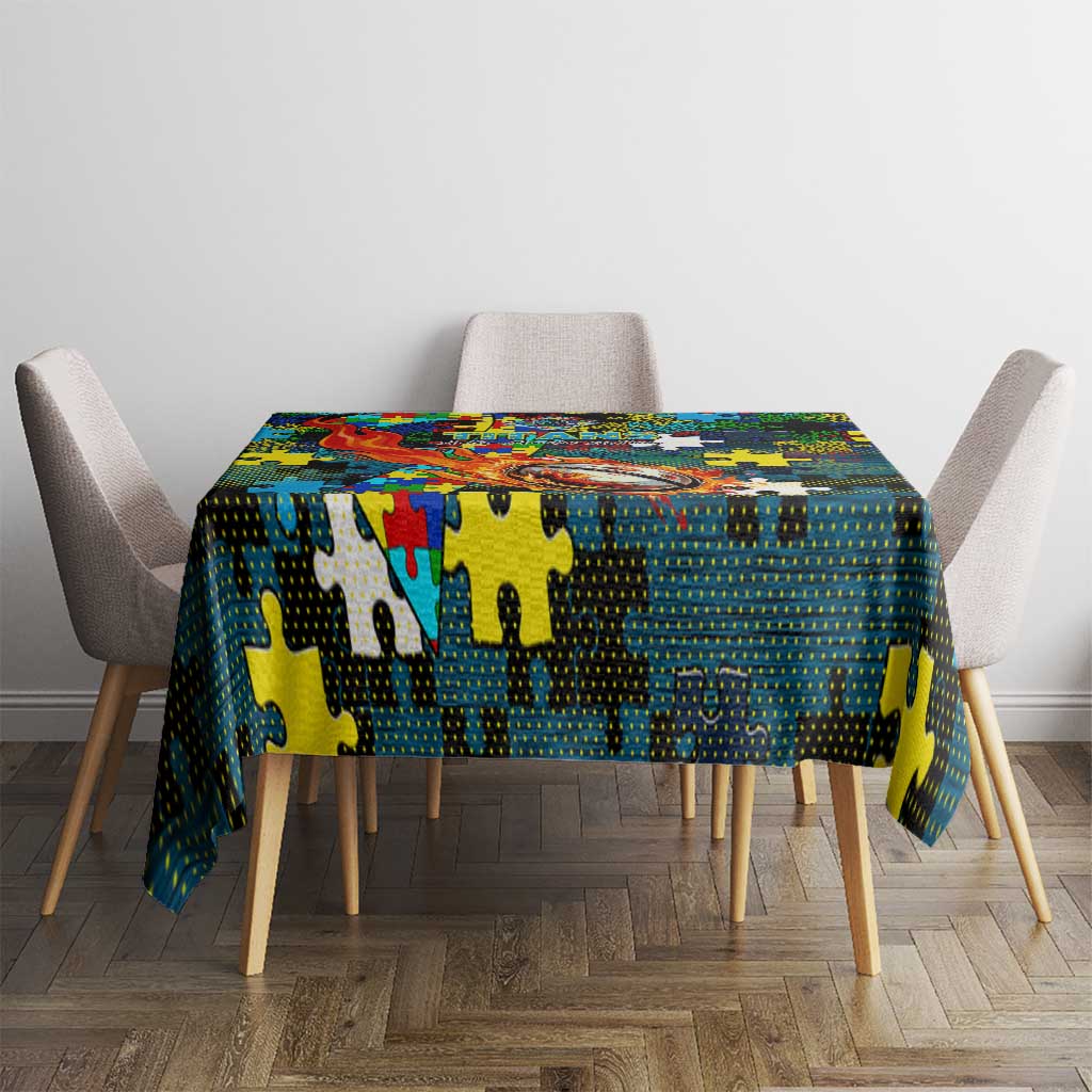Titans Autism Awareness Tablecloth Puzzle Flames Rugby Ball