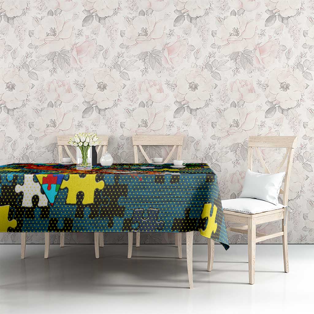 Titans Autism Awareness Tablecloth Puzzle Flames Rugby Ball
