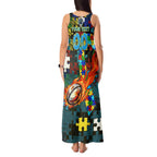 Titans Autism Awareness Tank Maxi Dress Puzzle Flames Rugby Ball