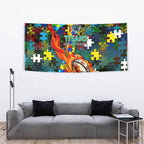 Titans Autism Awareness Tapestry Puzzle Flames Rugby Ball