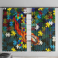 Titans Autism Awareness Window Curtain Puzzle Flames Rugby Ball
