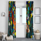 Titans Autism Awareness Window Curtain Puzzle Flames Rugby Ball