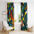 Titans Autism Awareness Window Curtain Puzzle Flames Rugby Ball