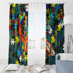 Titans Autism Awareness Window Curtain Puzzle Flames Rugby Ball