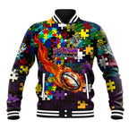 Storm Autism Awareness Baseball Jacket Puzzle Flames Rugby Ball