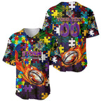 Storm Autism Awareness Baseball Jersey Puzzle Flames Rugby Ball