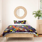 Storm Autism Awareness Bedding Set Puzzle Flames Rugby Ball