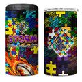 Storm Autism Awareness 4 in 1 Can Cooler Tumbler Puzzle Flames Rugby Ball