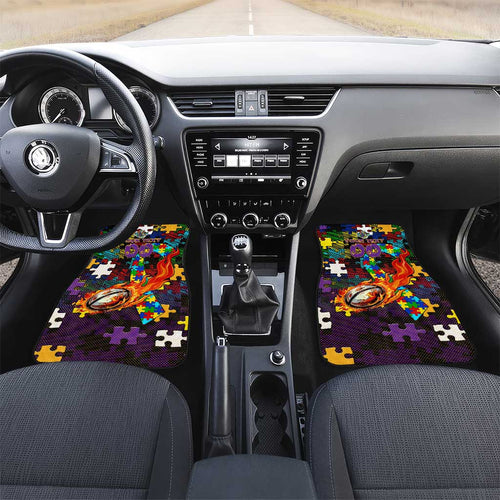 Storm Autism Awareness Car Mats Puzzle Flames Rugby Ball