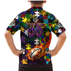 Storm Autism Awareness Family Matching Mermaid Dress and Hawaiian Shirt Puzzle Flames Rugby Ball