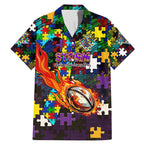 Storm Autism Awareness Family Matching Mermaid Dress and Hawaiian Shirt Puzzle Flames Rugby Ball