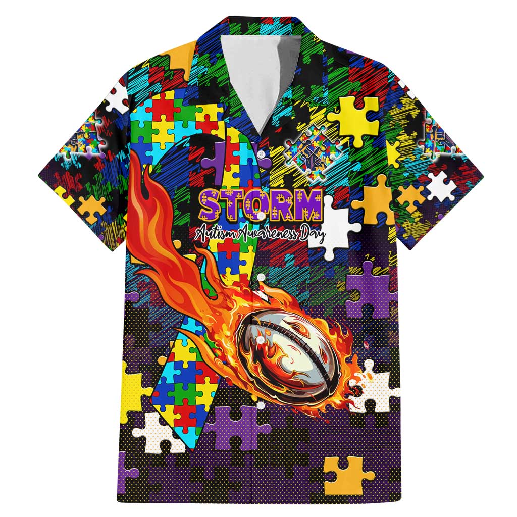 Storm Autism Awareness Family Matching Mermaid Dress and Hawaiian Shirt Puzzle Flames Rugby Ball