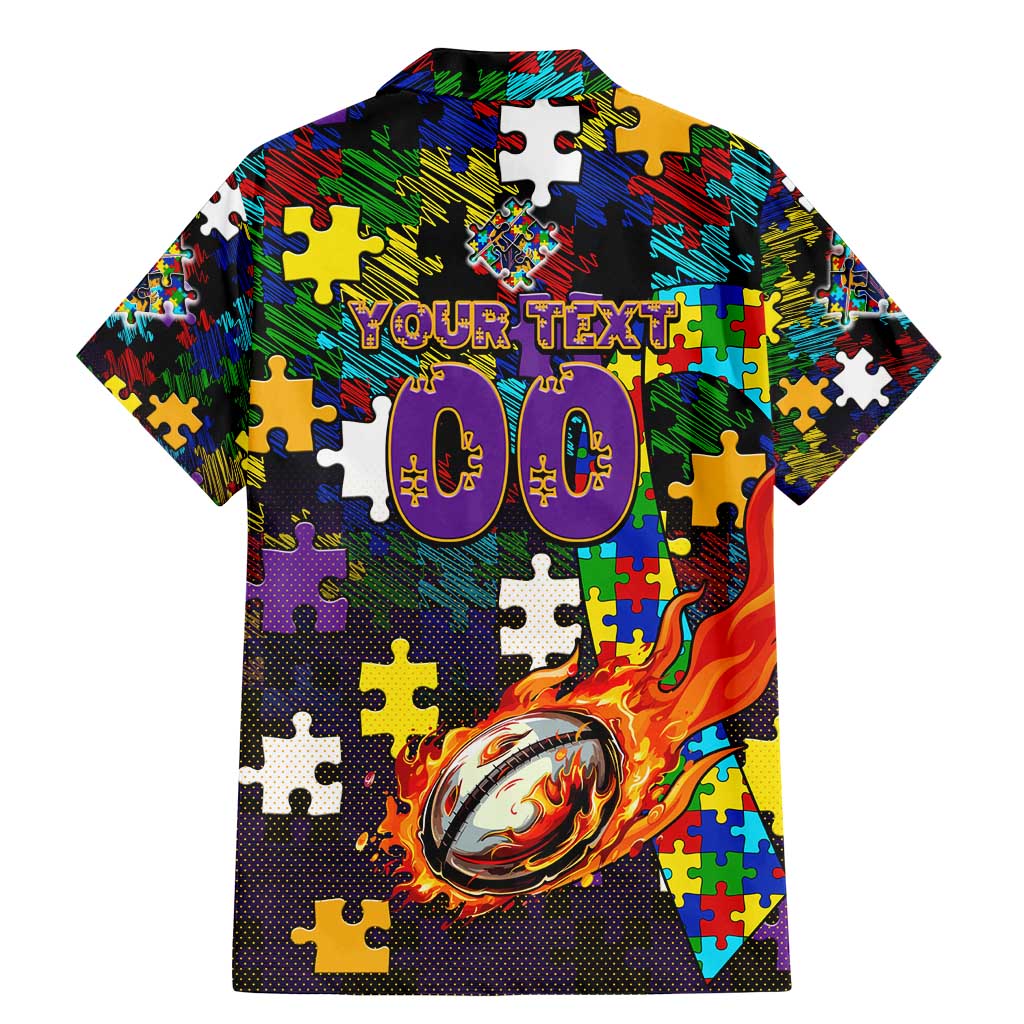 Storm Autism Awareness Family Matching Mermaid Dress and Hawaiian Shirt Puzzle Flames Rugby Ball