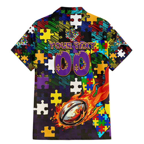 Storm Autism Awareness Family Matching Mermaid Dress and Hawaiian Shirt Puzzle Flames Rugby Ball