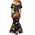 Storm Autism Awareness Family Matching Mermaid Dress and Hawaiian Shirt Puzzle Flames Rugby Ball