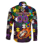 Storm Autism Awareness Family Matching Tank Maxi Dress and Hawaiian Shirt Puzzle Flames Rugby Ball