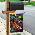 Storm Autism Awareness Garden Flag Puzzle Flames Rugby Ball