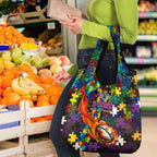 Storm Autism Awareness Grocery Bag Puzzle Flames Rugby Ball