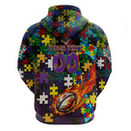 Storm Autism Awareness Hoodie Puzzle Flames Rugby Ball