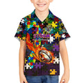 Storm Autism Awareness Kid Hawaiian Shirt Puzzle Flames Rugby Ball