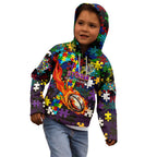 Storm Autism Awareness Kid Hoodie Puzzle Flames Rugby Ball