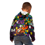 Storm Autism Awareness Kid Hoodie Puzzle Flames Rugby Ball