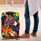 Storm Autism Awareness Luggage Cover Puzzle Flames Rugby Ball