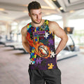Storm Autism Awareness Men Tank Top Puzzle Flames Rugby Ball