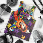 Storm Autism Awareness Men Tank Top Puzzle Flames Rugby Ball