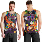 Storm Autism Awareness Men Tank Top Puzzle Flames Rugby Ball