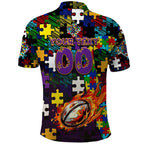 Storm Autism Awareness Polo Shirt Puzzle Flames Rugby Ball