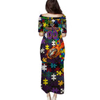 Storm Autism Awareness Puletasi Puzzle Flames Rugby Ball