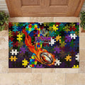 Storm Autism Awareness Rubber Doormat Puzzle Flames Rugby Ball