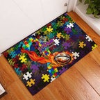 Storm Autism Awareness Rubber Doormat Puzzle Flames Rugby Ball
