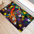 Storm Autism Awareness Rubber Doormat Puzzle Flames Rugby Ball