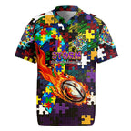 Storm Autism Awareness Rugby Jersey Puzzle Flames Rugby Ball