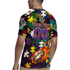 Storm Autism Awareness Rugby Jersey Puzzle Flames Rugby Ball