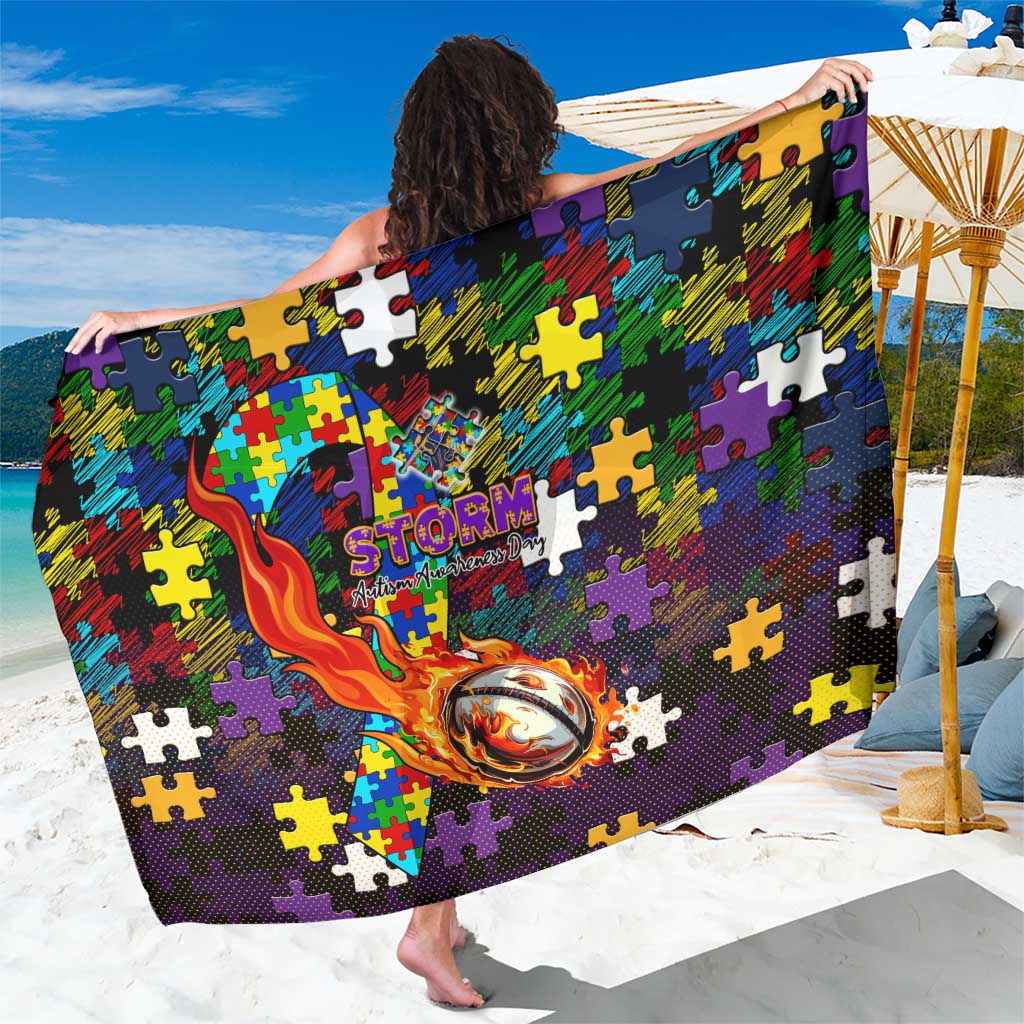 Storm Autism Awareness Sarong Puzzle Flames Rugby Ball