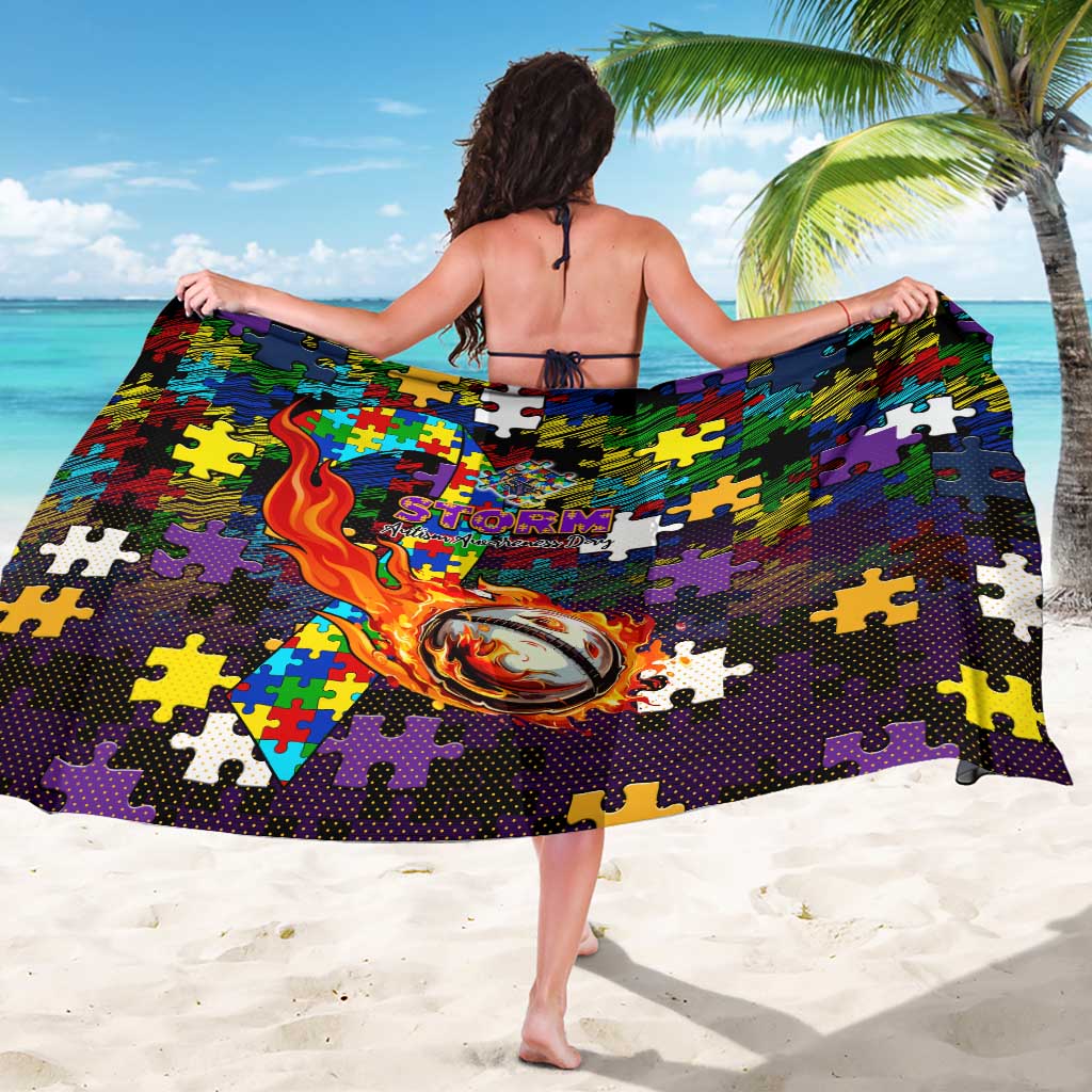 Storm Autism Awareness Sarong Puzzle Flames Rugby Ball
