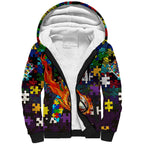 Storm Autism Awareness Sherpa Hoodie Puzzle Flames Rugby Ball