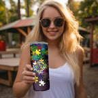 Storm Autism Awareness Skinny Tumbler Puzzle Flames Rugby Ball