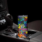 Storm Autism Awareness Skinny Tumbler Puzzle Flames Rugby Ball