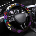 Storm Autism Awareness Steering Wheel Cover Puzzle Flames Rugby Ball