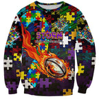 Storm Autism Awareness Sweatshirt Puzzle Flames Rugby Ball